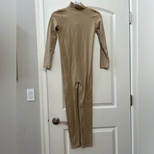 NWT Bal-Togs mock neck tan unitard. Zip back. Cotton/lycra. Made in USA. Dance.
